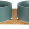 Green Ceramic Cat Dog Bowl Dish with Wood Stand No Spill Pet Food Water Feeder Cats Small Dogs Set of 2