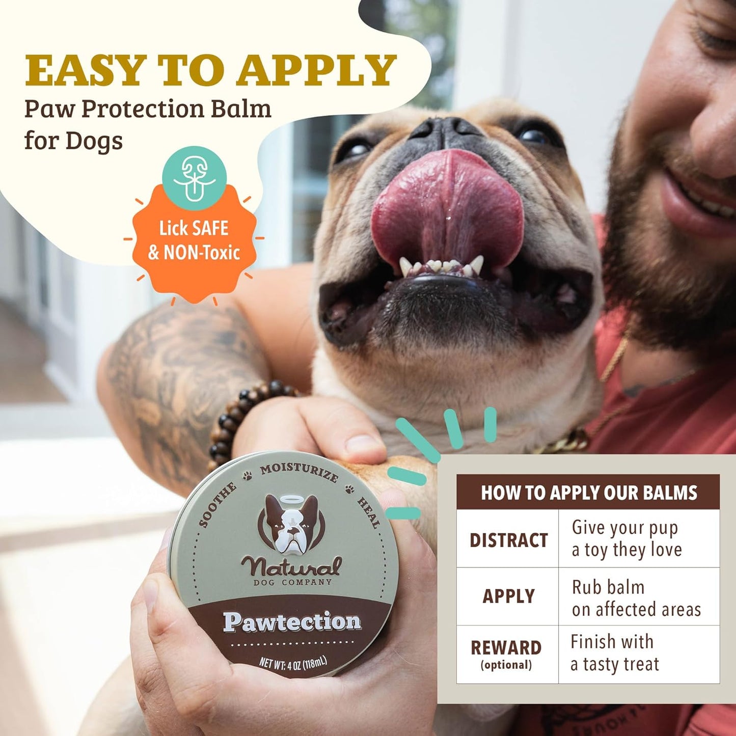 Pawtection Balm for Dogs (1 Oz Tin) All-Natural, Lick-Safe Dog Paw Protector, Moisturizing Dog Paw Balm for Dry, Cracked Pad, Protects Paw from Winter Ice, Salt & Rough Terrain