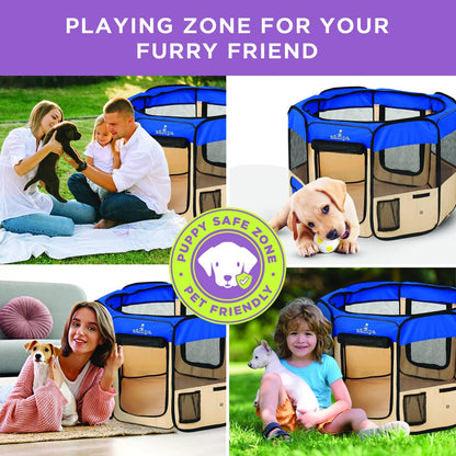 Puppy Playpen Extra Small 29"X29"X17" Portable Pop up Playpen for Dog and Cat, Foldable | Indoor/Outdoor Kitten Pen & Travel Pet Carrier + Carrying Case.